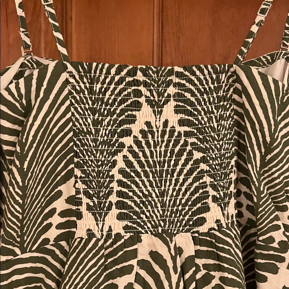 Abercrombie & Fitch Green and Cream Palm-Print Mini Dress - Picture 6 of 7